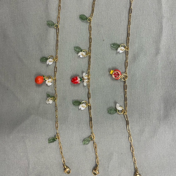 Charming Handmade Gold-Tone Fruit Charm Bracelets - Picture 2 of 3